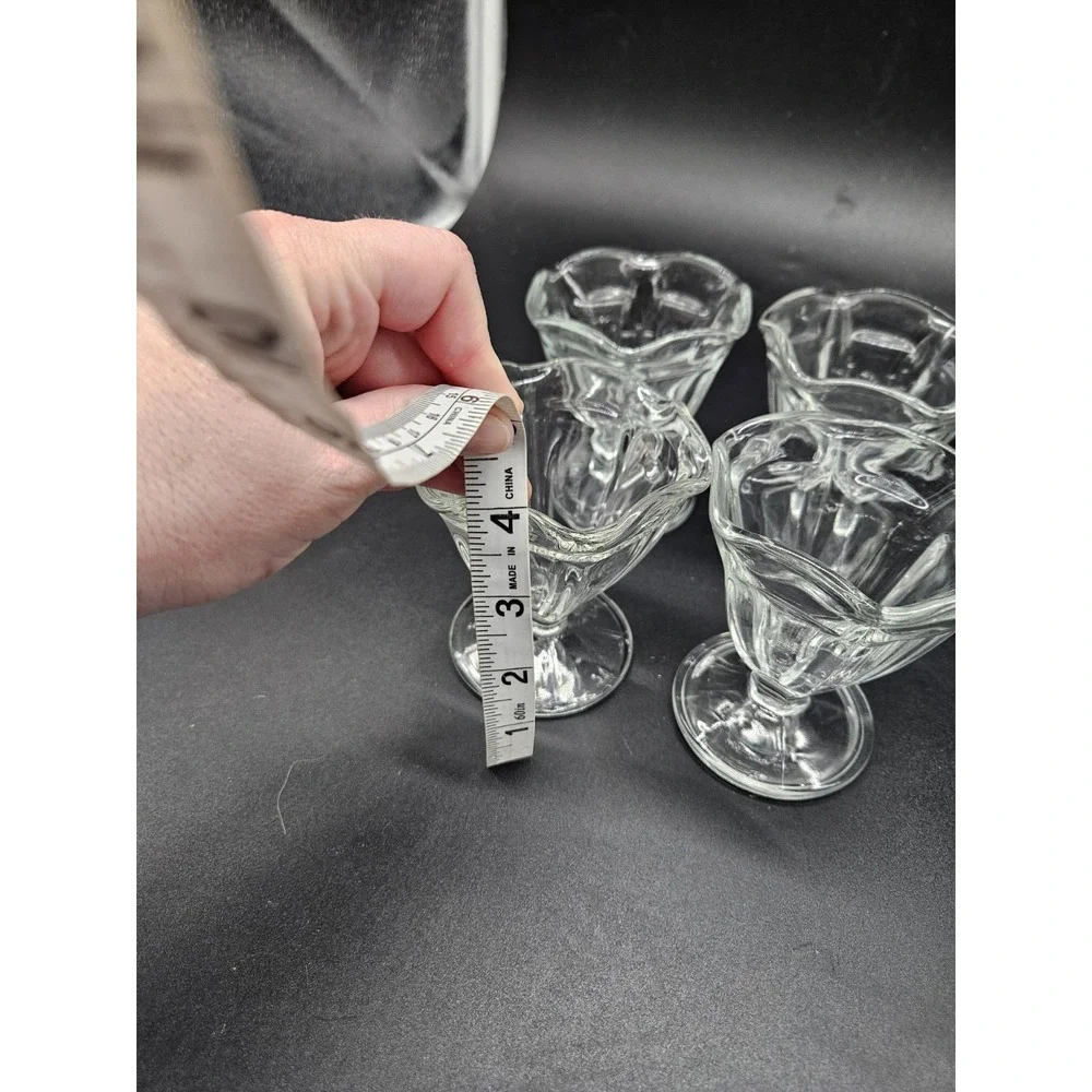 Anchor Hocking Tulip‎ Sundae Ice Cream Clear Footed Dessert Dishes SET of 4